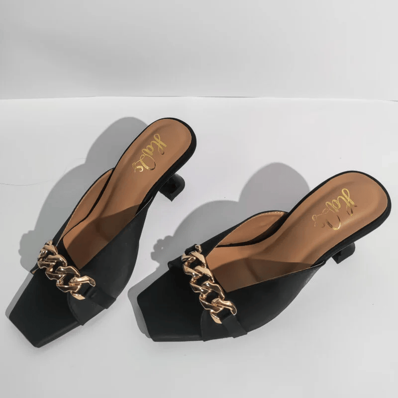 Black Chain Heels